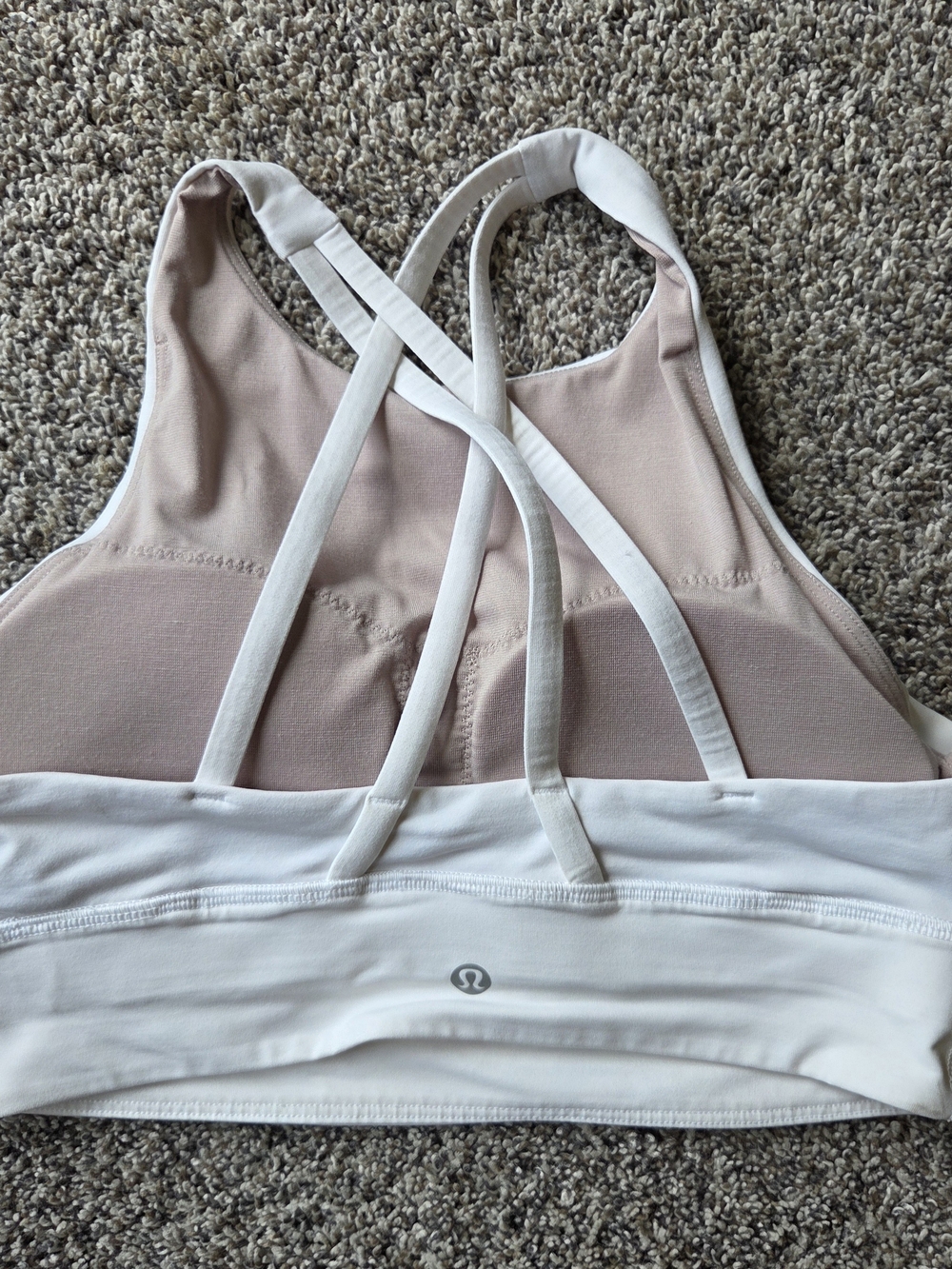 lululemon athletica white sports Bra with black logo print - Picture 3 of 5